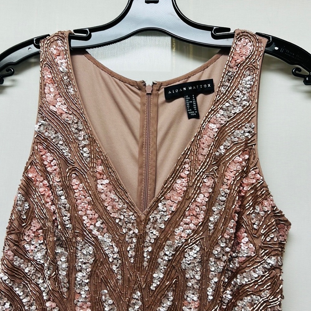 Aidan Mattox fully beaded sleeveless V-Neck dressy dress - Picture 10 of 13